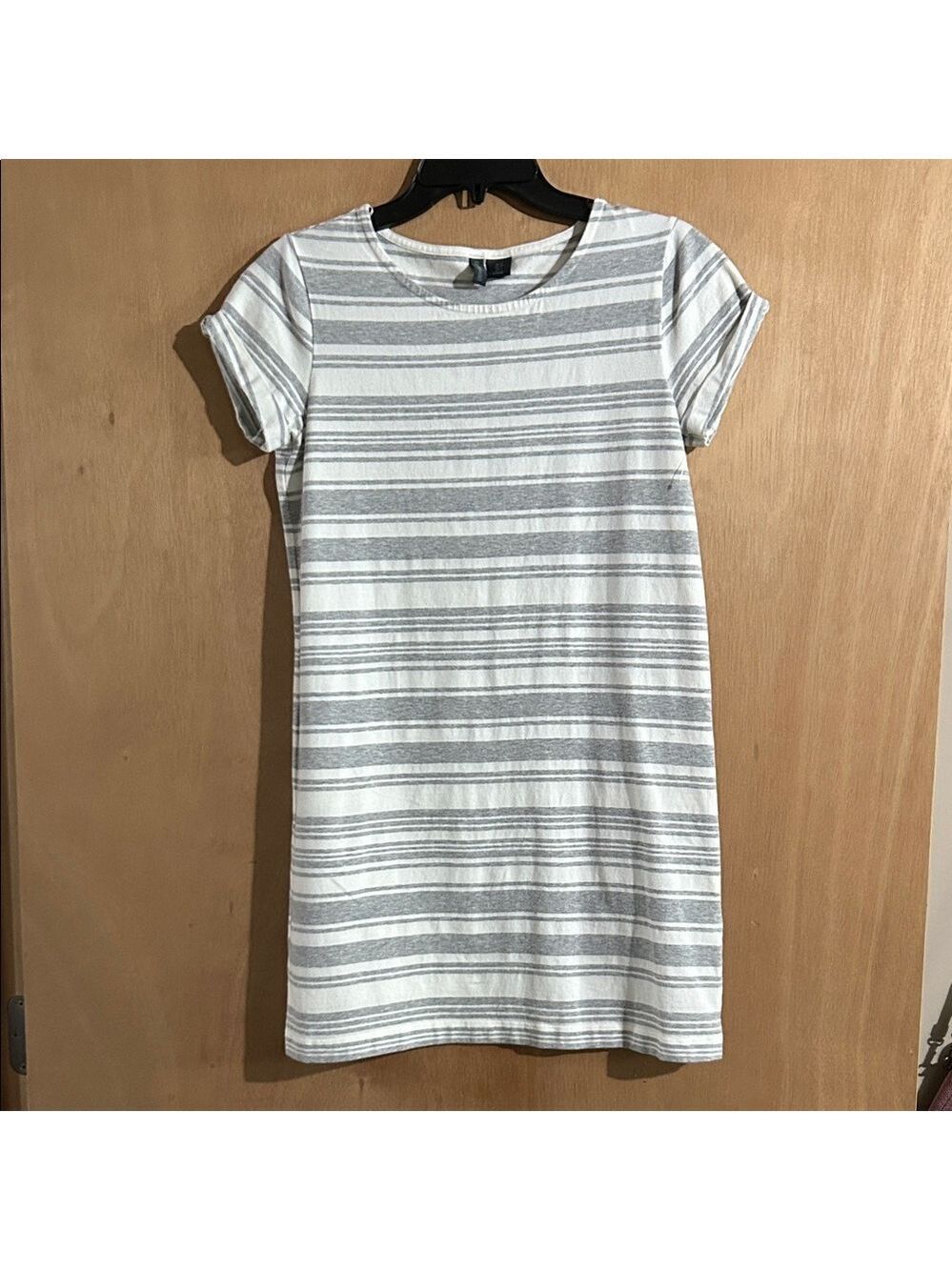 NWOT Paraphrase Gray and White Striped Dress